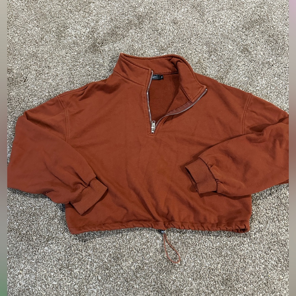 Rust Half-Zip Pullover with cinch bottom woman’s … - image 1